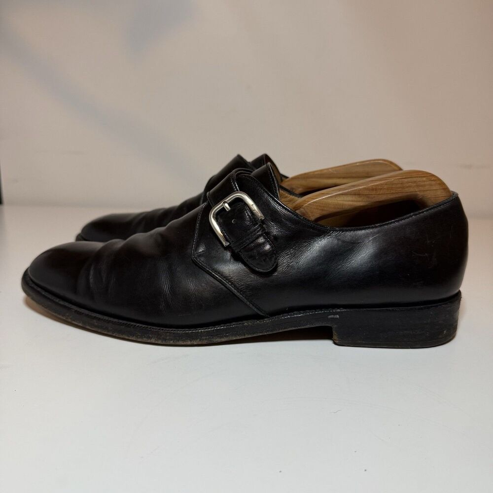 Salvatore Ferragamo Tramezza Black Leather Monk Strap Dress Shoes 11.5 D 10.5 D